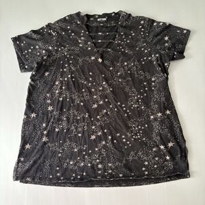 Hot Topic Women's Emo Star Galaxy Print Casual T-Shirt Top Size Large Black gray